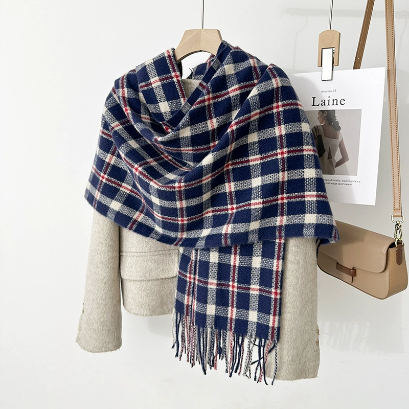 Black White Plaid Winter Scarf view 8