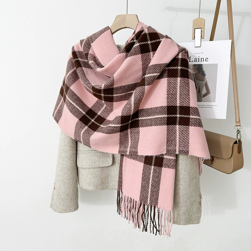 Pink Plaid Winter Scarf