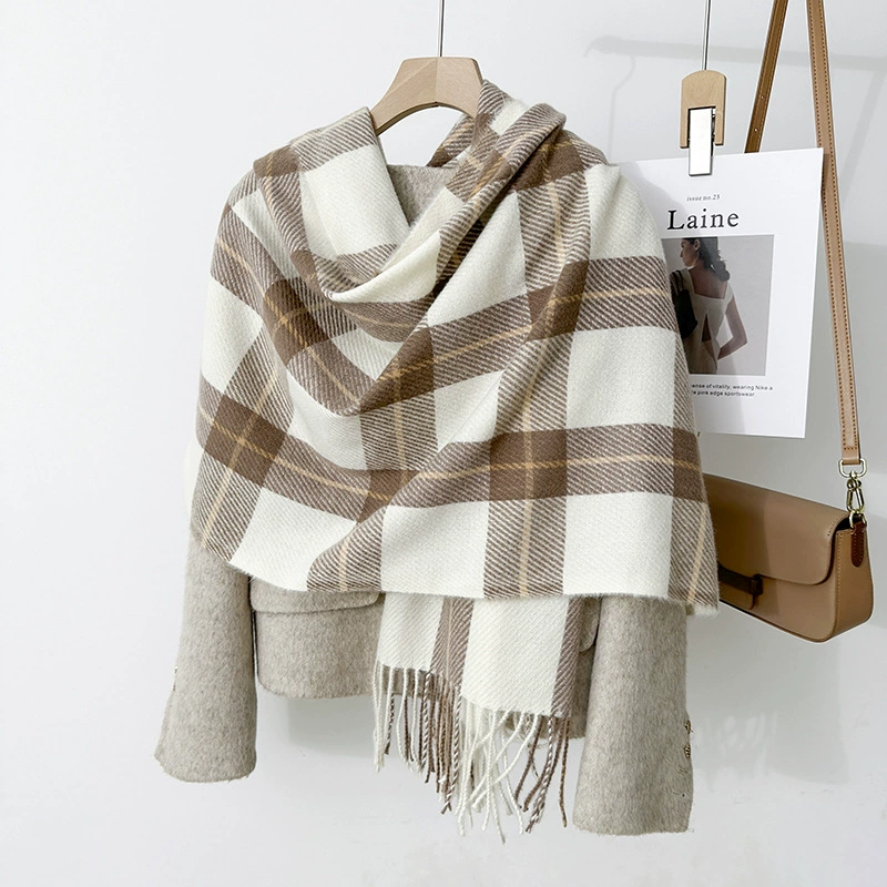 Pink Plaid Winter Scarf view 2