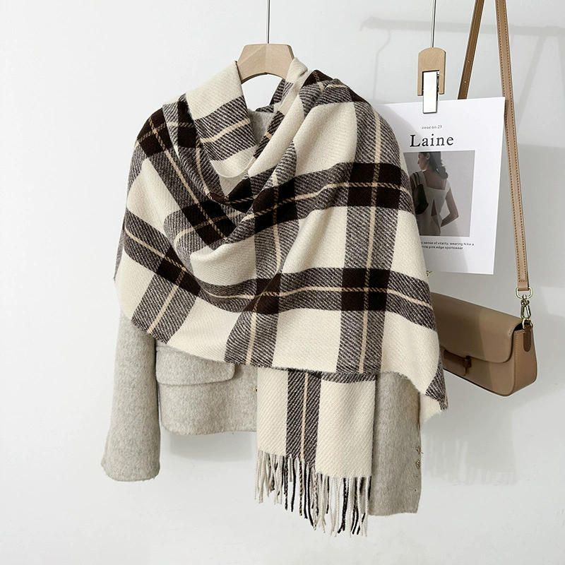 Pink Plaid Winter Scarf view 3