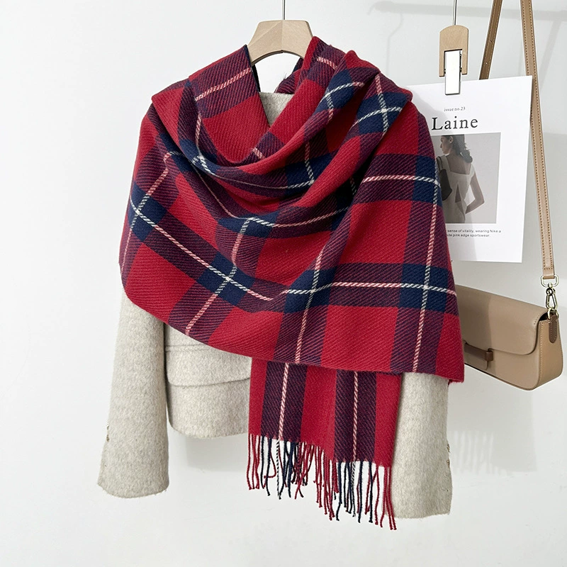 Pink Plaid Winter Scarf view 4