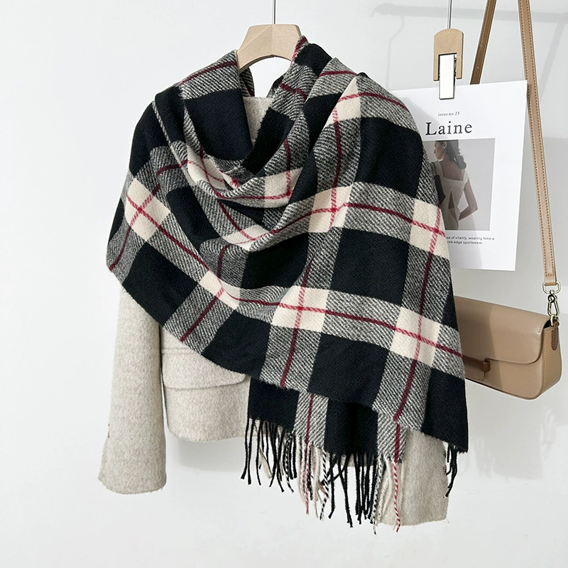 Pink Plaid Winter Scarf view 6