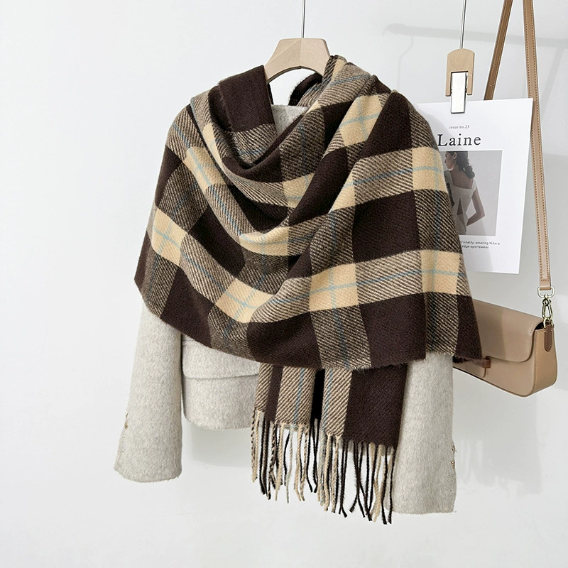 Pink Plaid Winter Scarf view 8