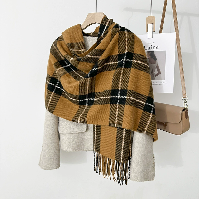 Pink Plaid Winter Scarf view 9