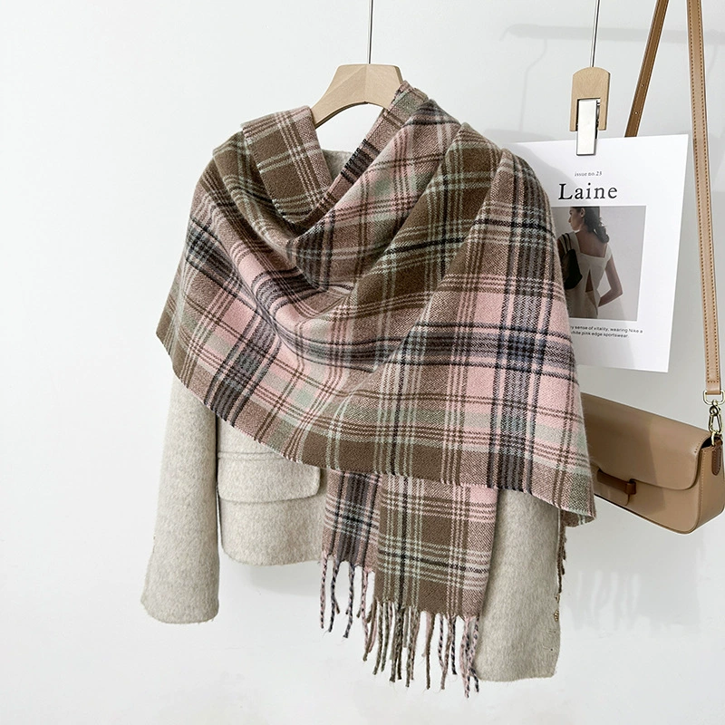 Blue Green Plaid Winter Scarf view 3