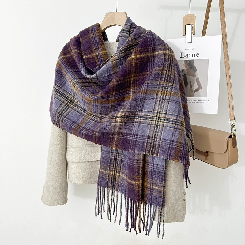 Blue Green Plaid Winter Scarf view 4