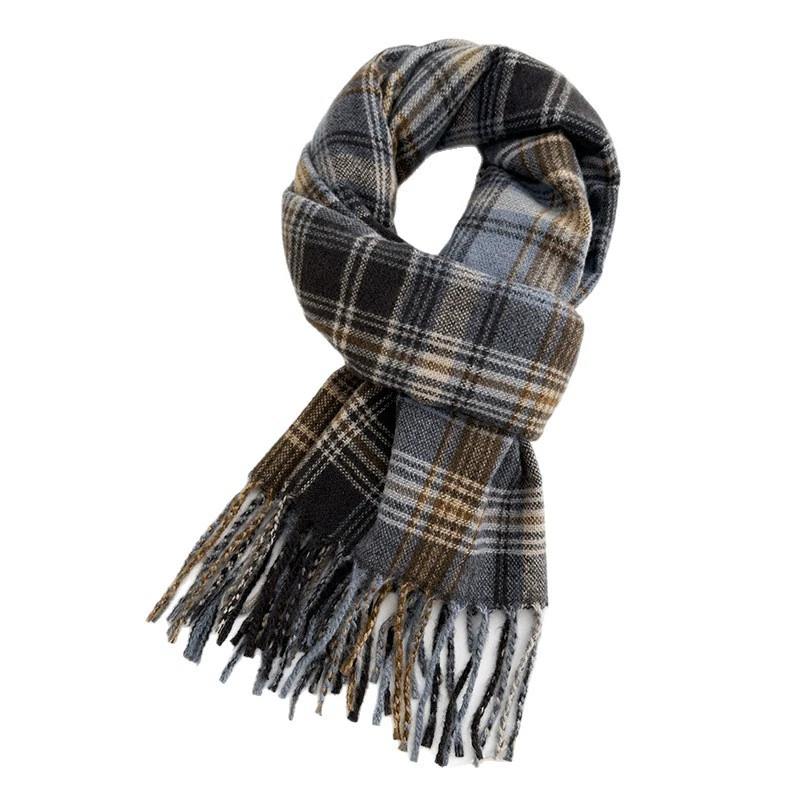 Blue Green Plaid Winter Scarf view 5