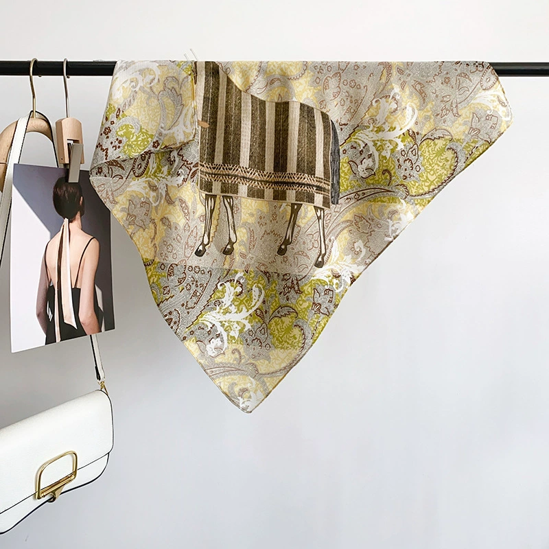 Vintage Silk-Look Square Scarf