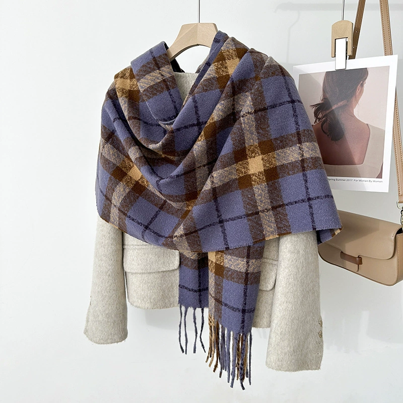 Khaki Plaid Winter Scarf view 3