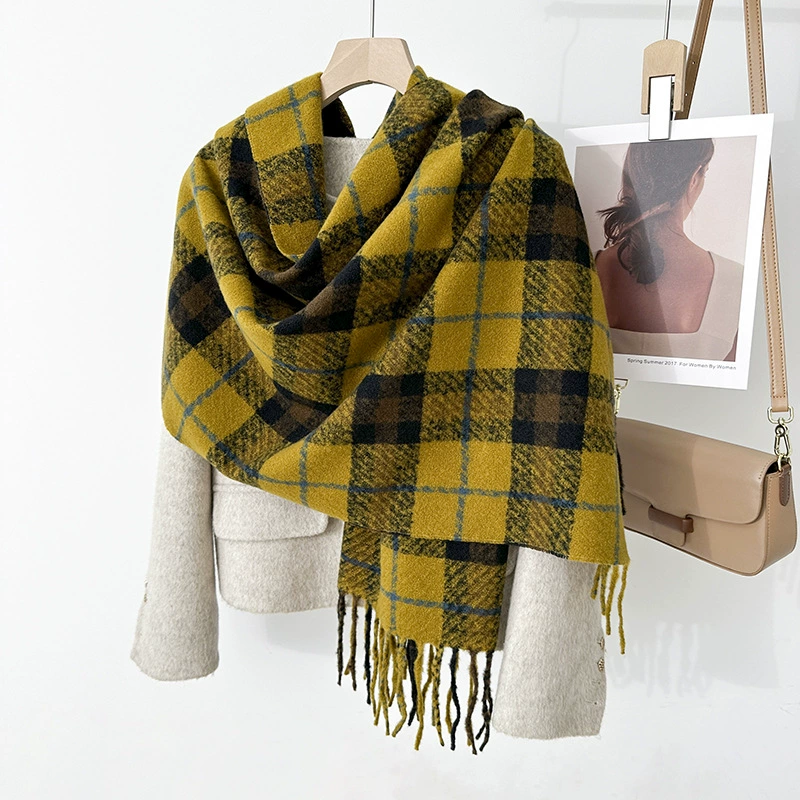 Khaki Plaid Winter Scarf view 4