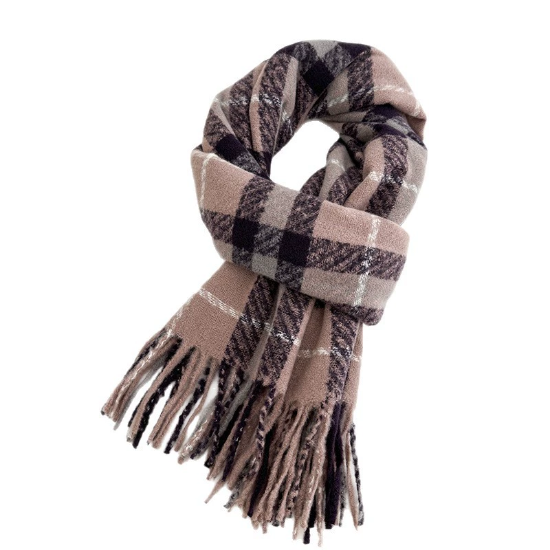 Khaki Plaid Winter Scarf view 5