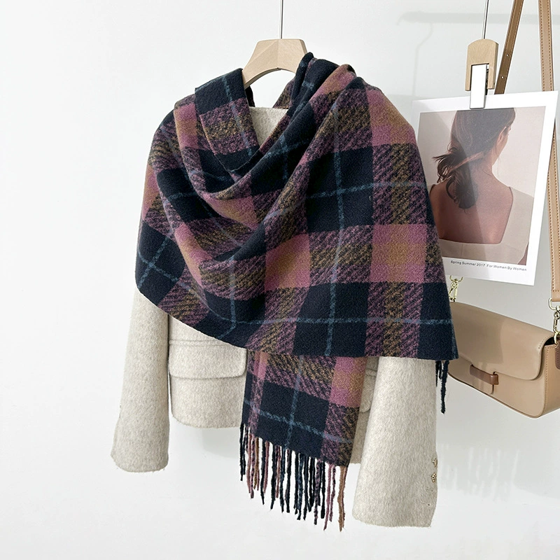 Khaki Plaid Winter Scarf view 7