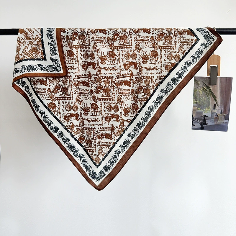 Vintage Carriage Herringbone Square Scarf
