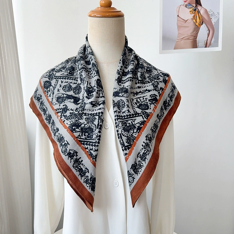 Vintage Carriage Herringbone Square Scarf view 3