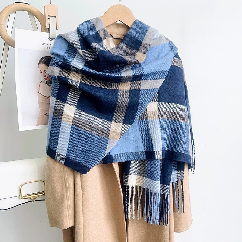 Blue Plaid Winter Scarf