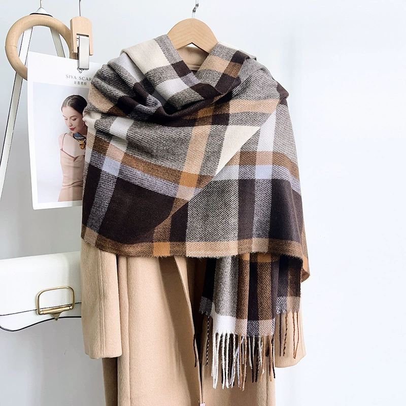 Blue Plaid Winter Scarf view 2