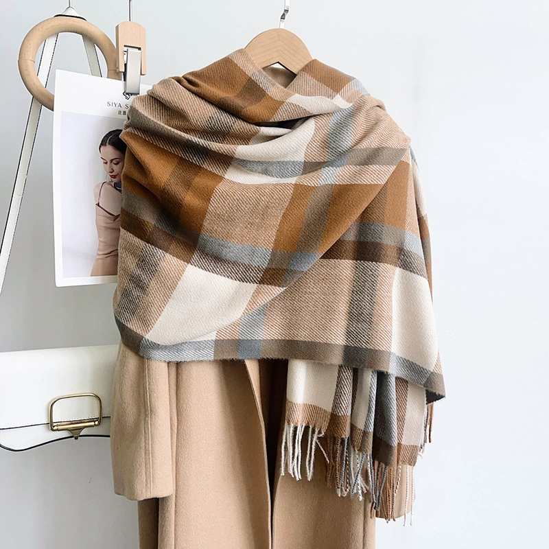 Blue Plaid Winter Scarf view 3
