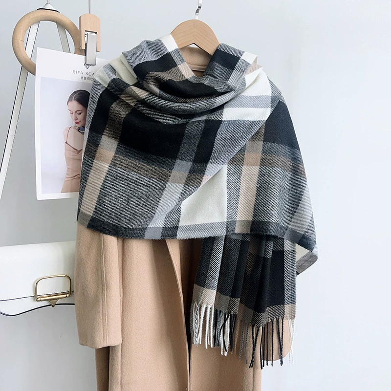 Blue Plaid Winter Scarf view 4