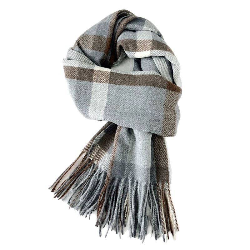 Blue Plaid Winter Scarf view 5
