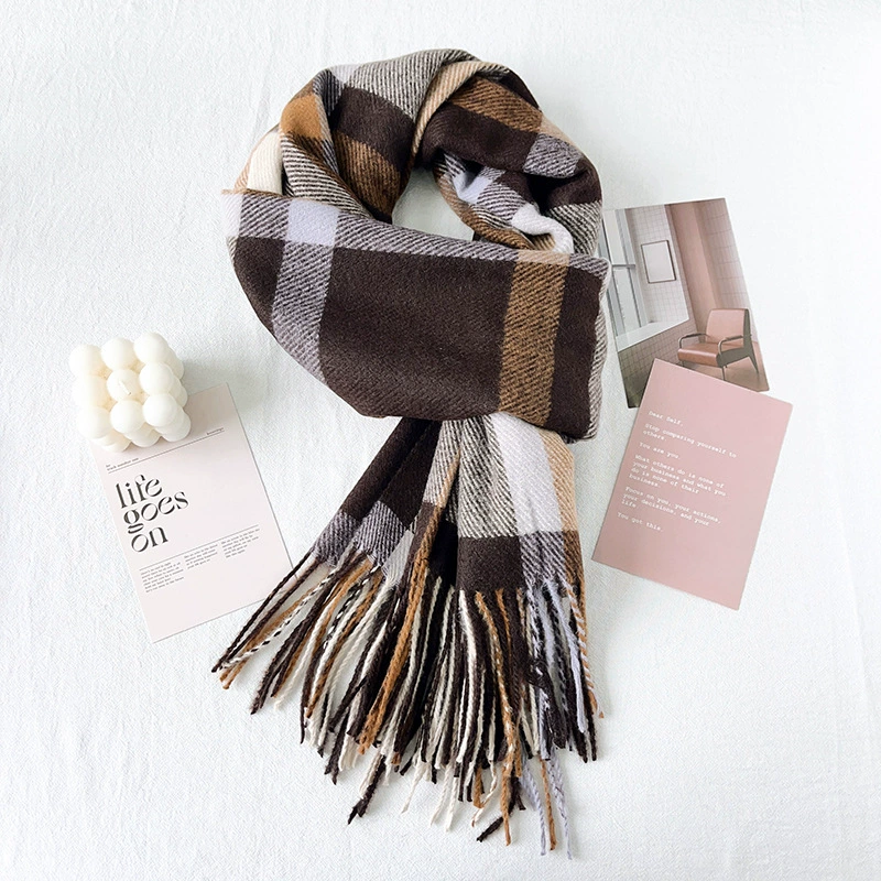 Blue Plaid Winter Scarf view 7