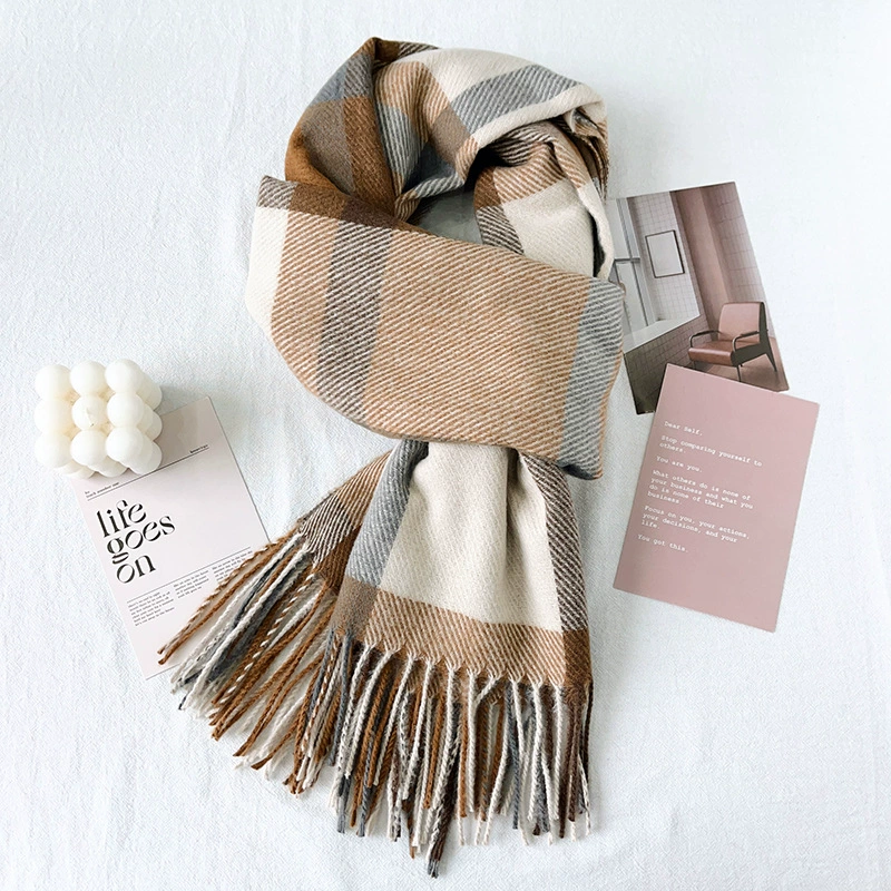 Blue Plaid Winter Scarf view 8