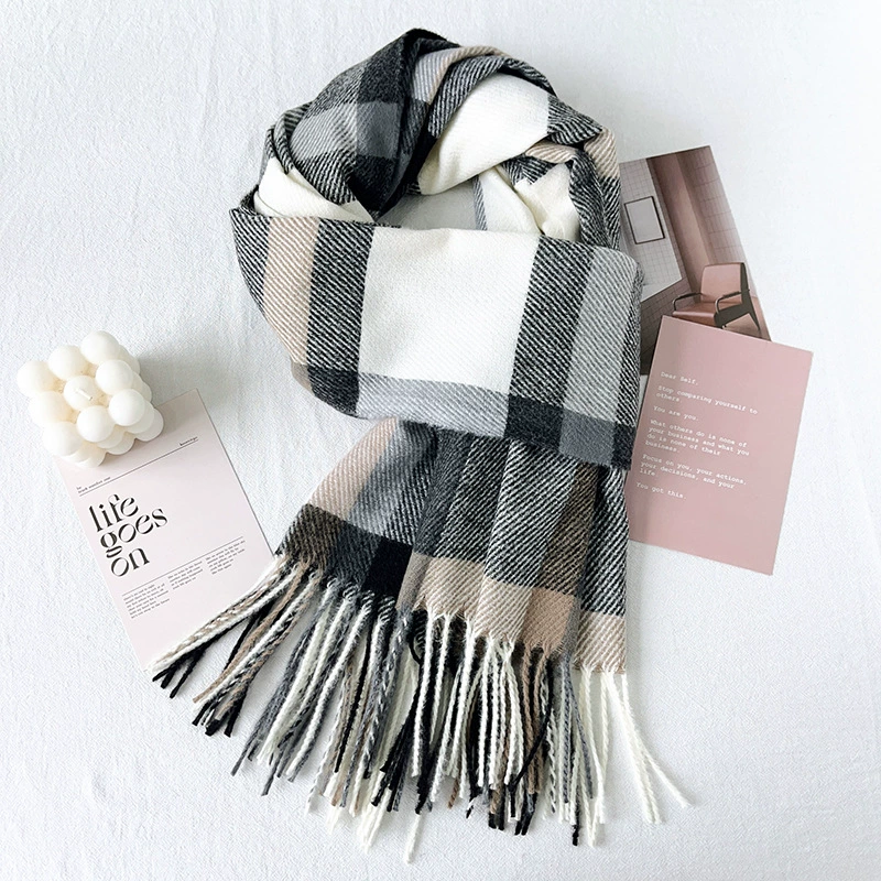 Blue Plaid Winter Scarf view 9