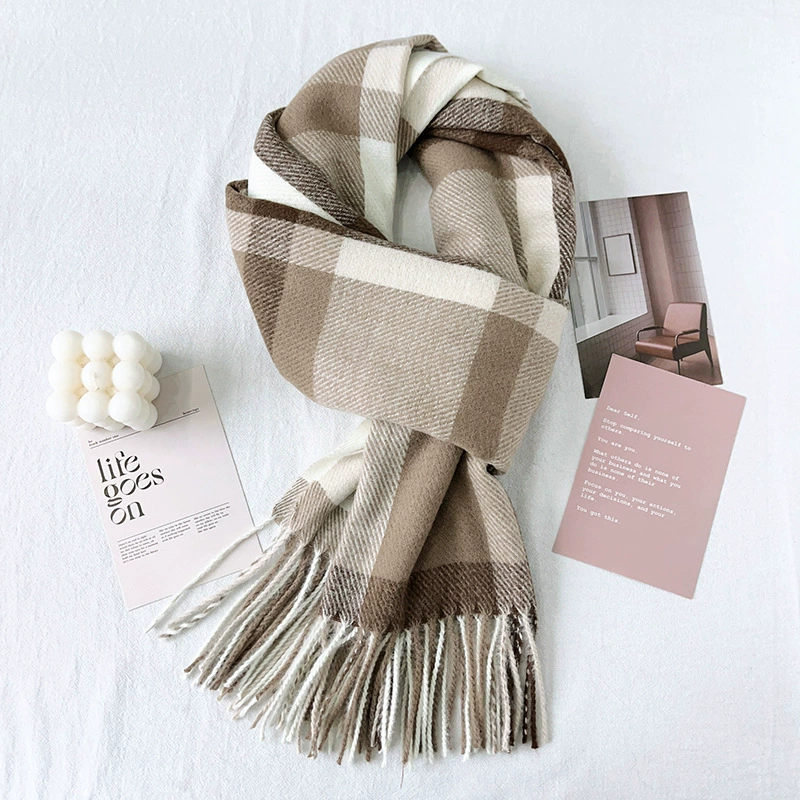 Blue Plaid Winter Scarf view 10