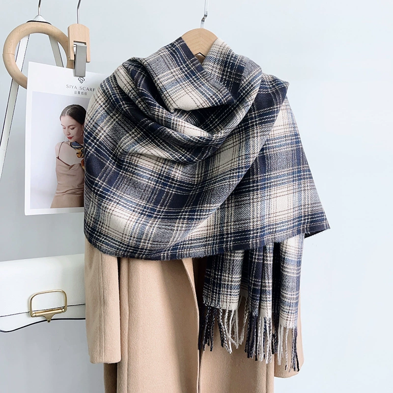 Long Plaid Winter Scarf