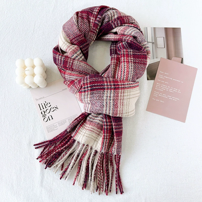 Long Plaid Winter Scarf view 6