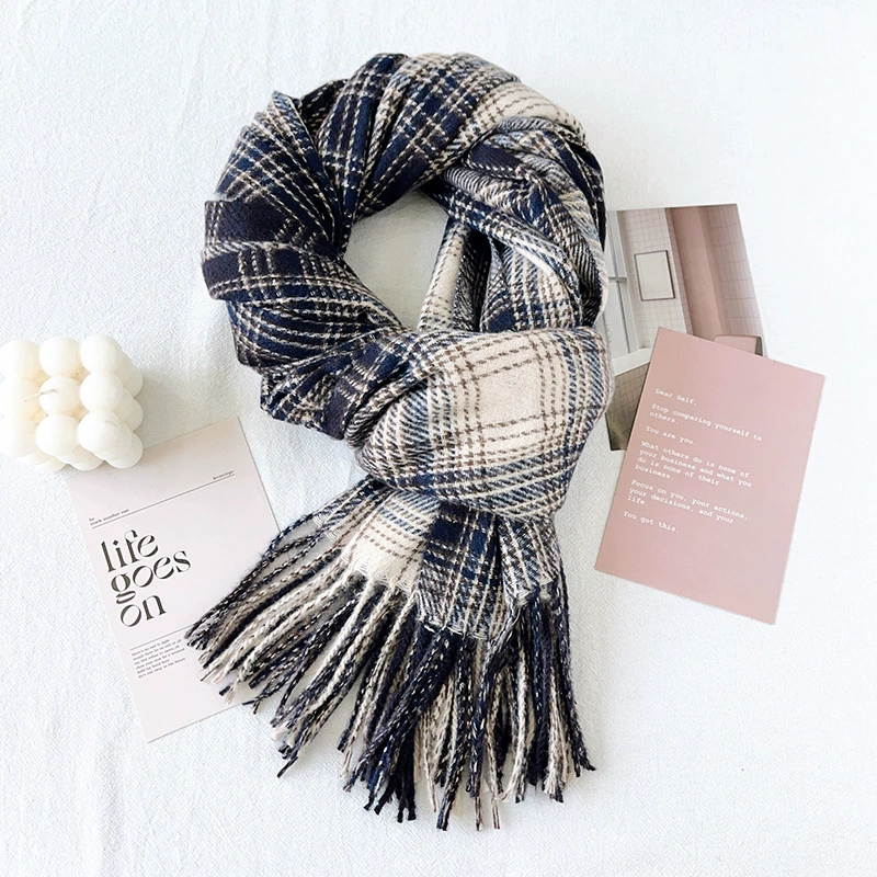 Long Plaid Winter Scarf view 7