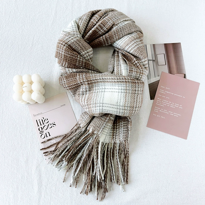 Long Plaid Winter Scarf view 8