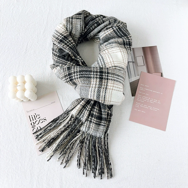 Long Plaid Winter Scarf view 9