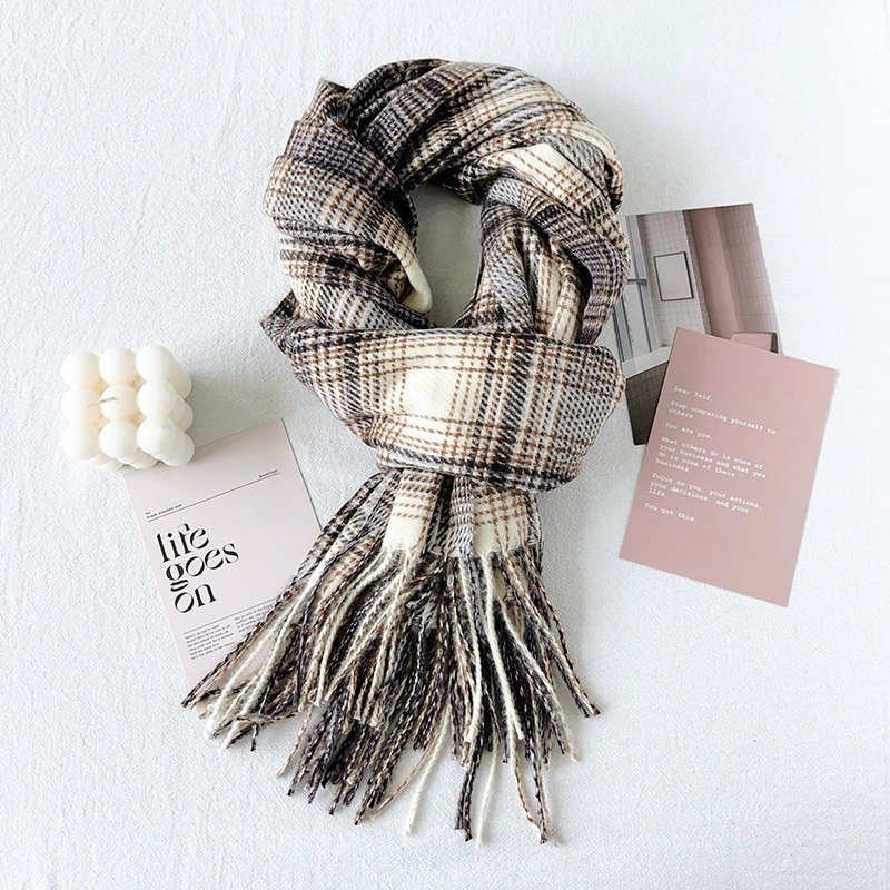 Long Plaid Winter Scarf view 11