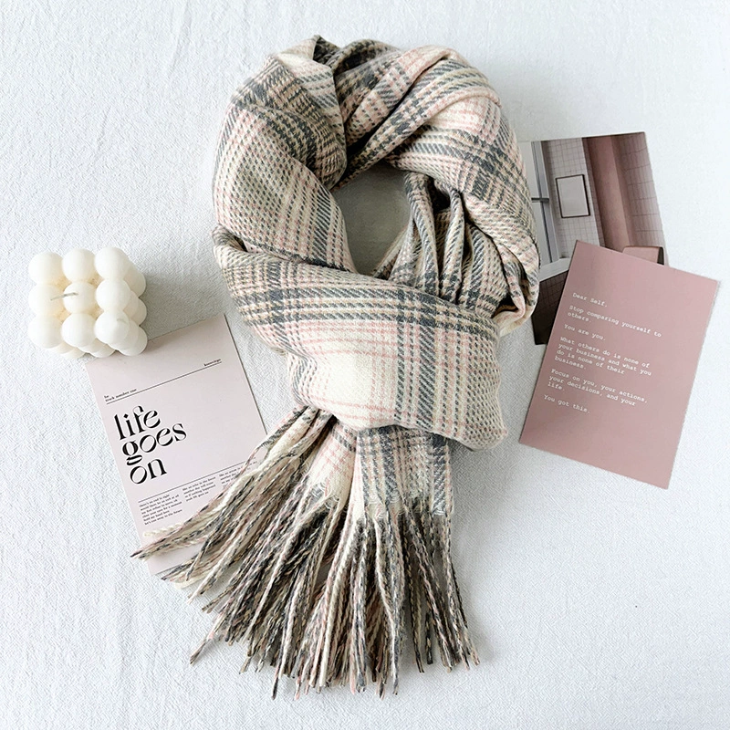 Long Plaid Winter Scarf view 12