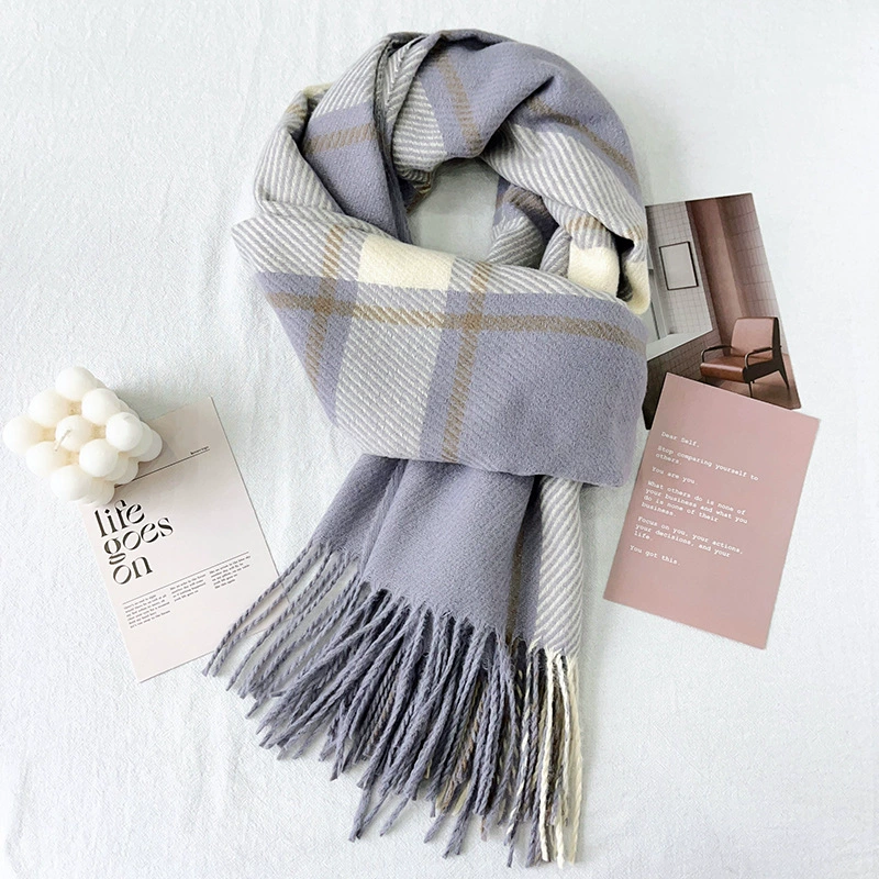 Purple Plaid Winter Scarf view 6