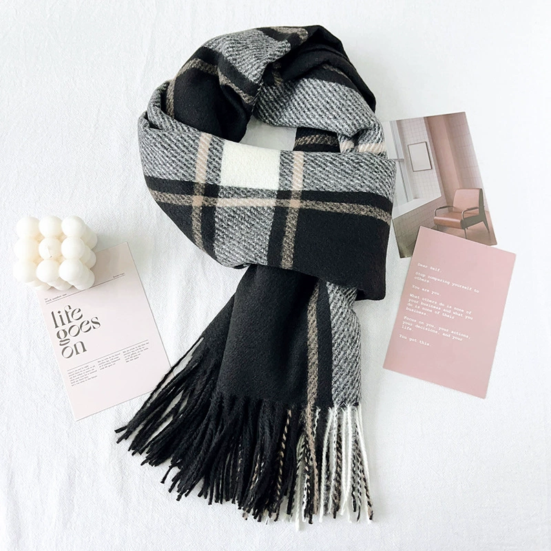 Purple Plaid Winter Scarf view 8