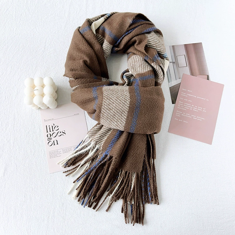 Purple Plaid Winter Scarf view 9