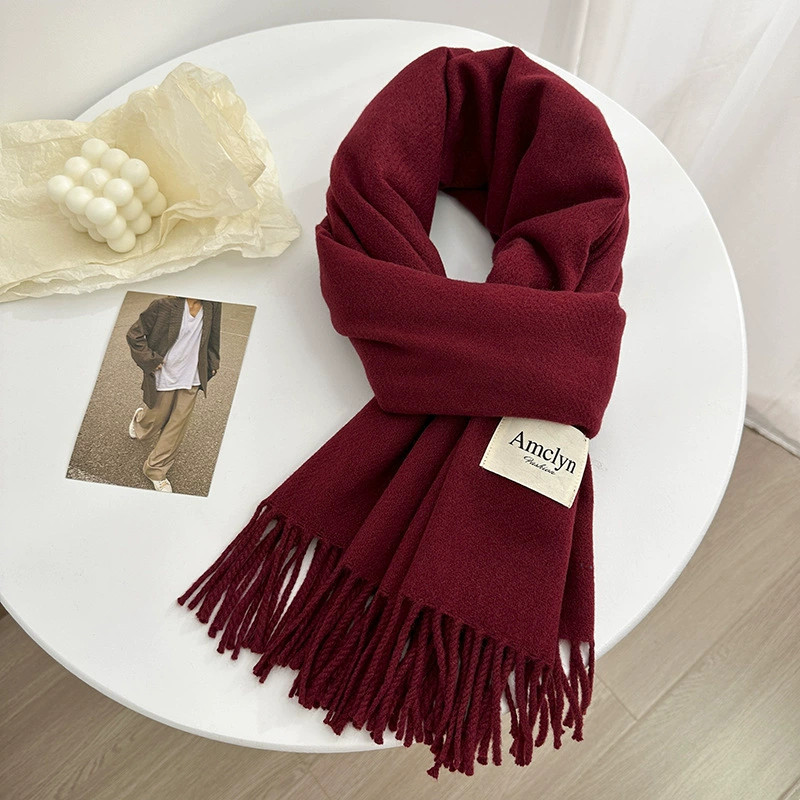 Red Wool Winter Scarf view 7