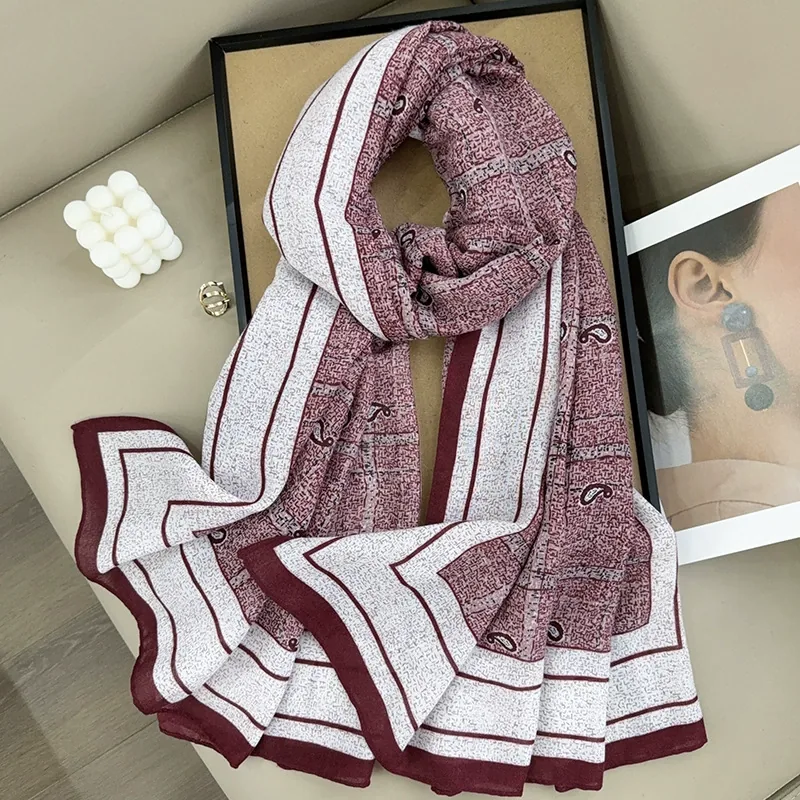 Cotton Linen Paisley Scarf