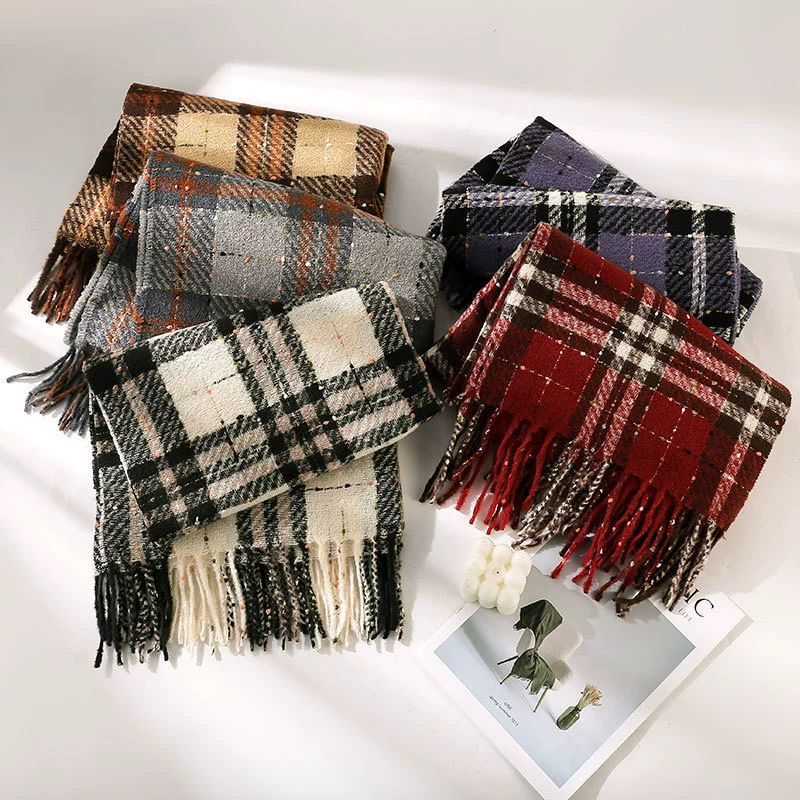 Purple Plaid Winter Scarf view 2