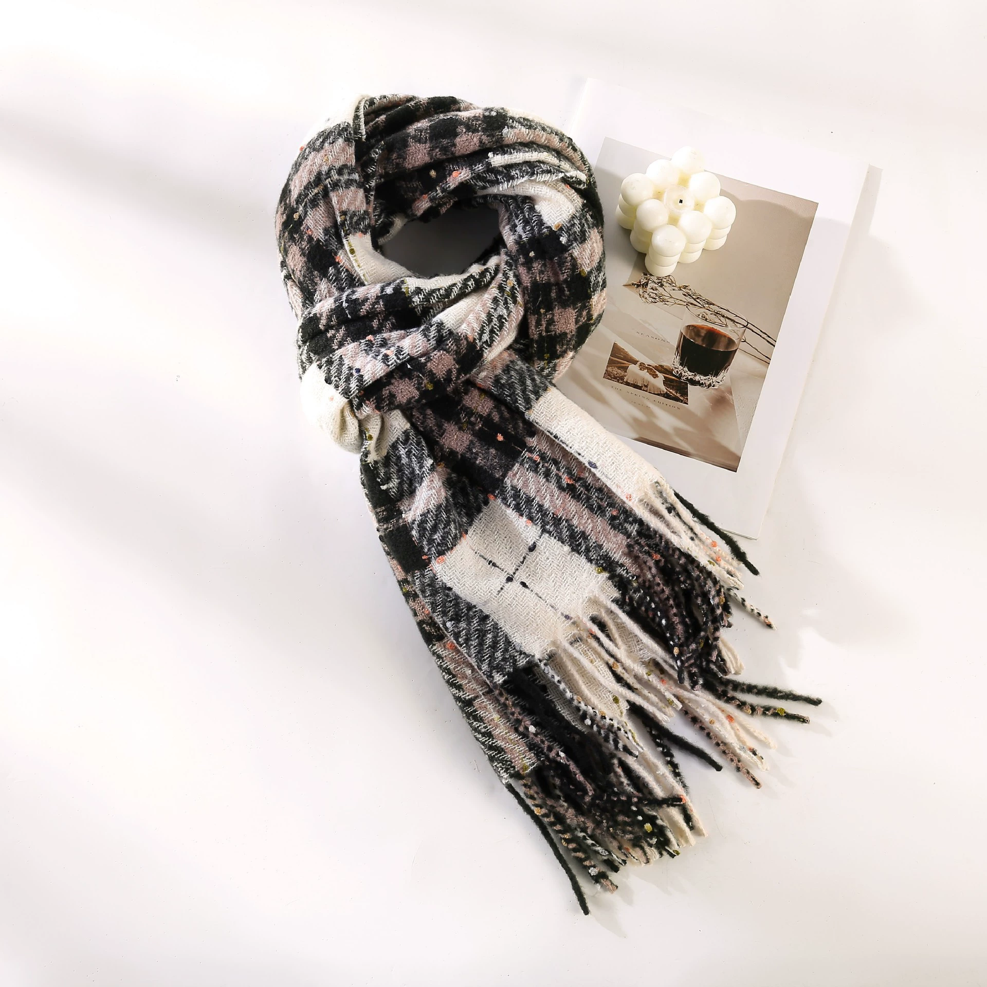 Purple Plaid Winter Scarf view 3