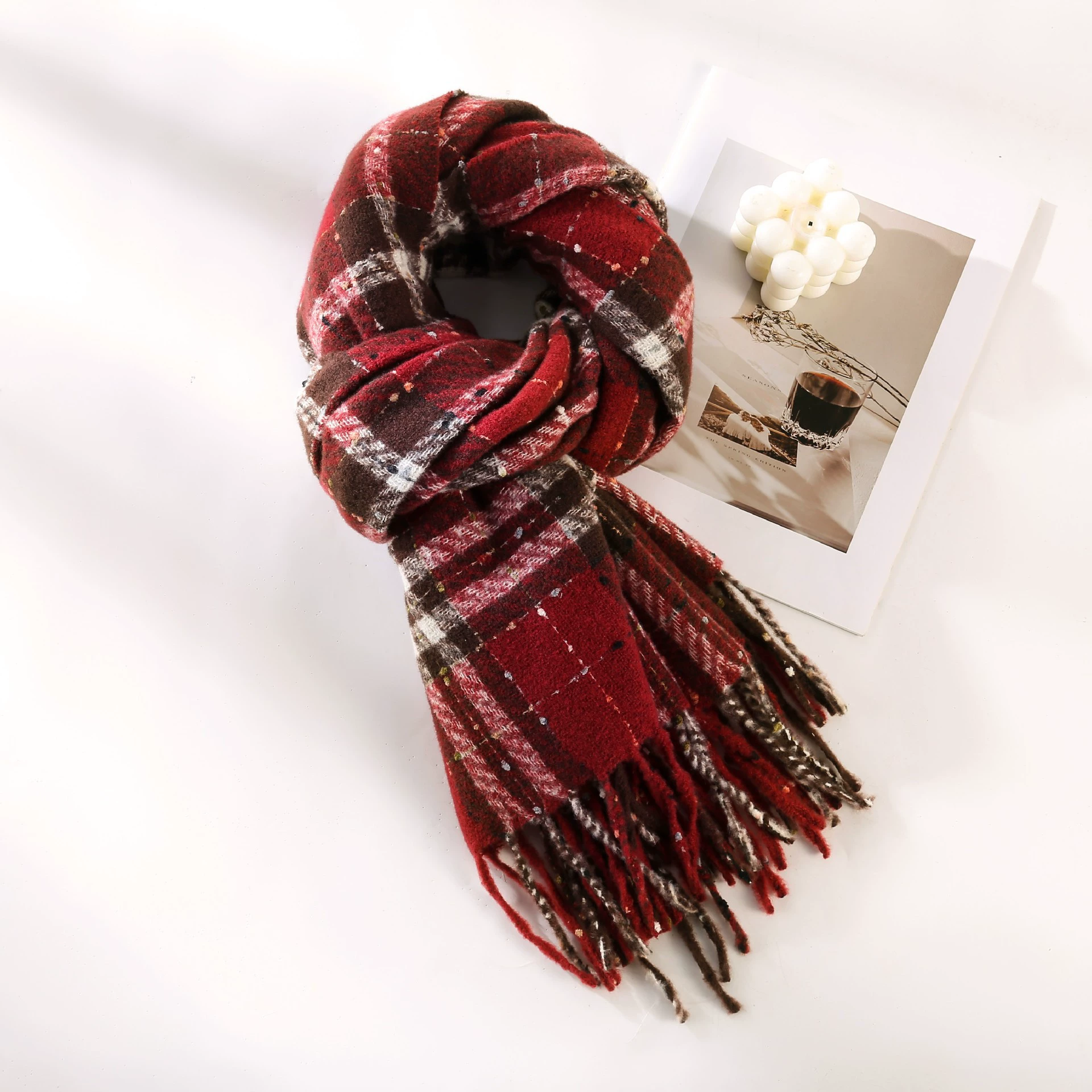 Purple Plaid Winter Scarf view 6