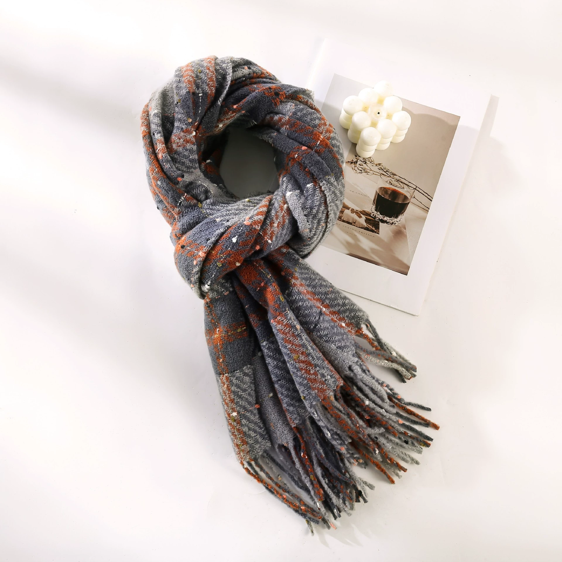 Purple Plaid Winter Scarf view 8