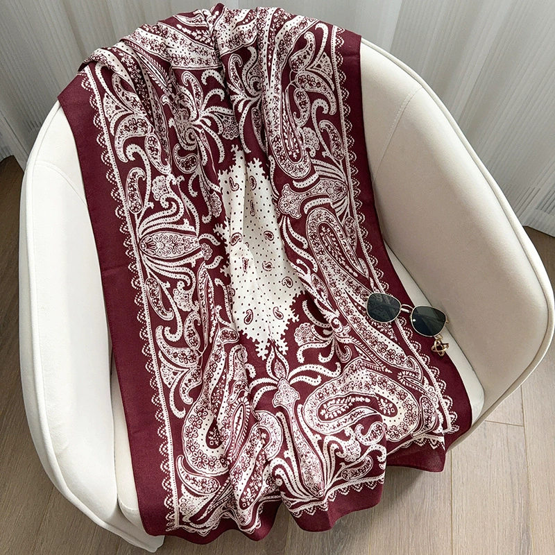 Cotton Linen Paisley Long Scarf view 2