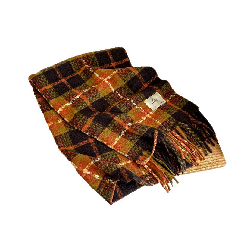 Rose Pink Plaid Winter Scarf view 5