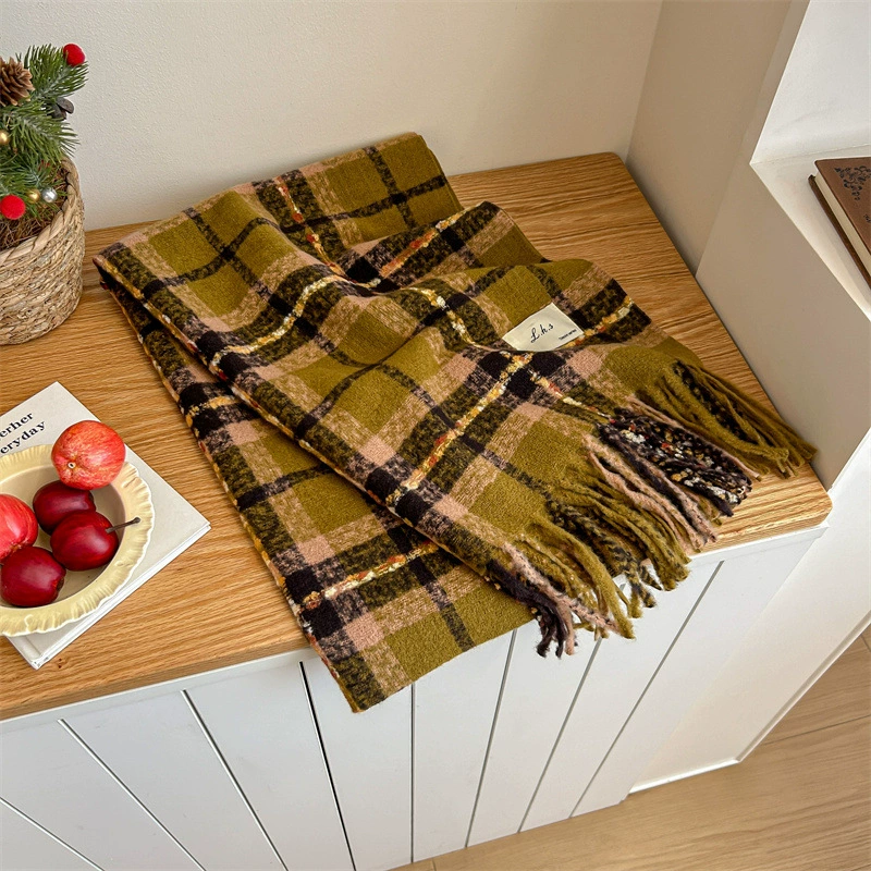 Rose Pink Plaid Winter Scarf view 9