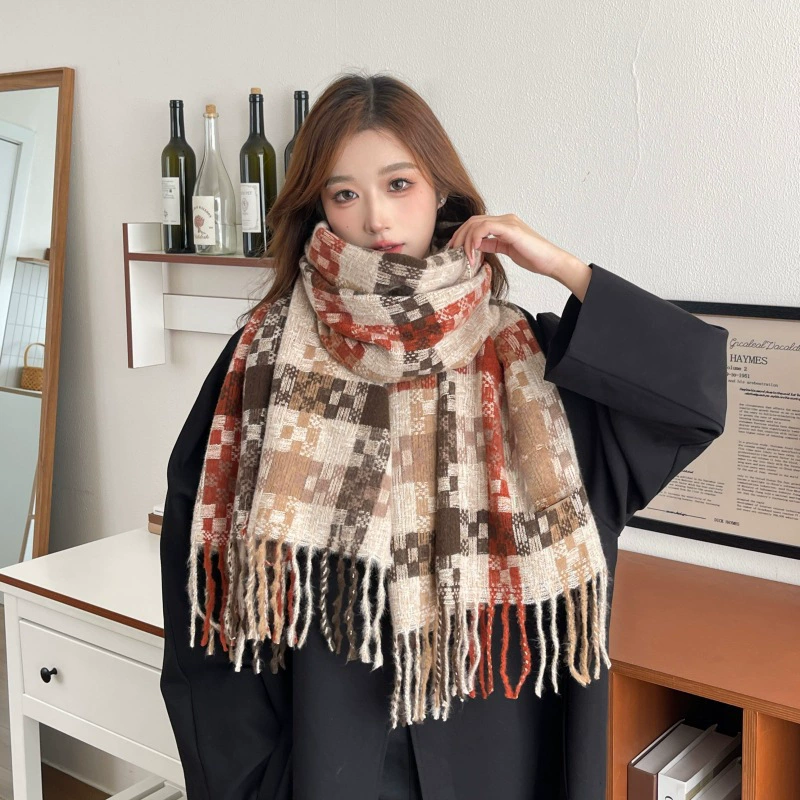 Blue Plaid Winter Scarf view 2