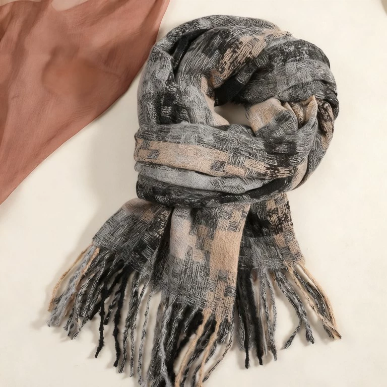 Blue Plaid Winter Scarf view 7