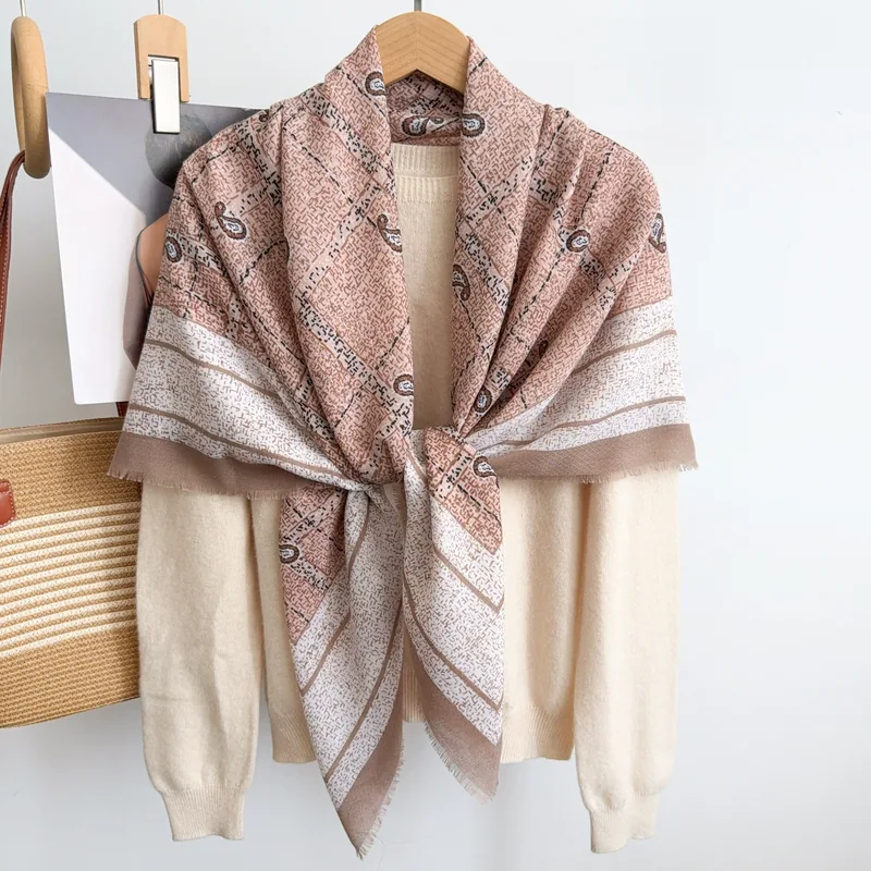 Cotton Linen Paisley Square Scarf