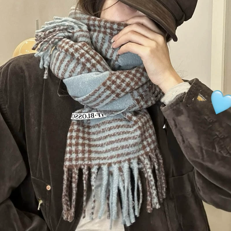 Blue Plaid Winter Scarf